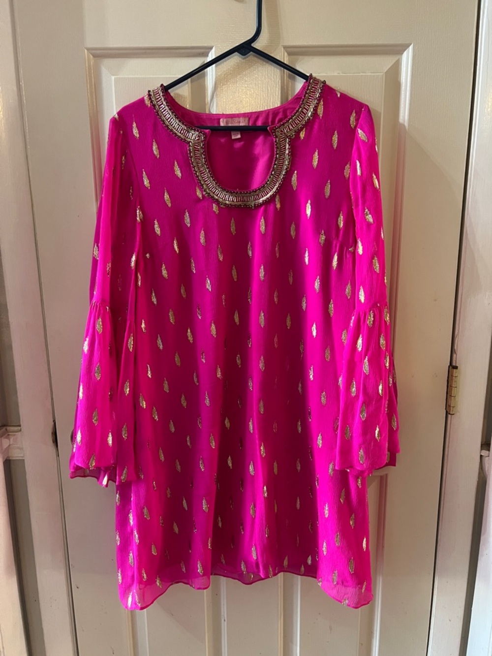 Lilly Pulitzer Hot Pink Tunic Dress with Gold Accents